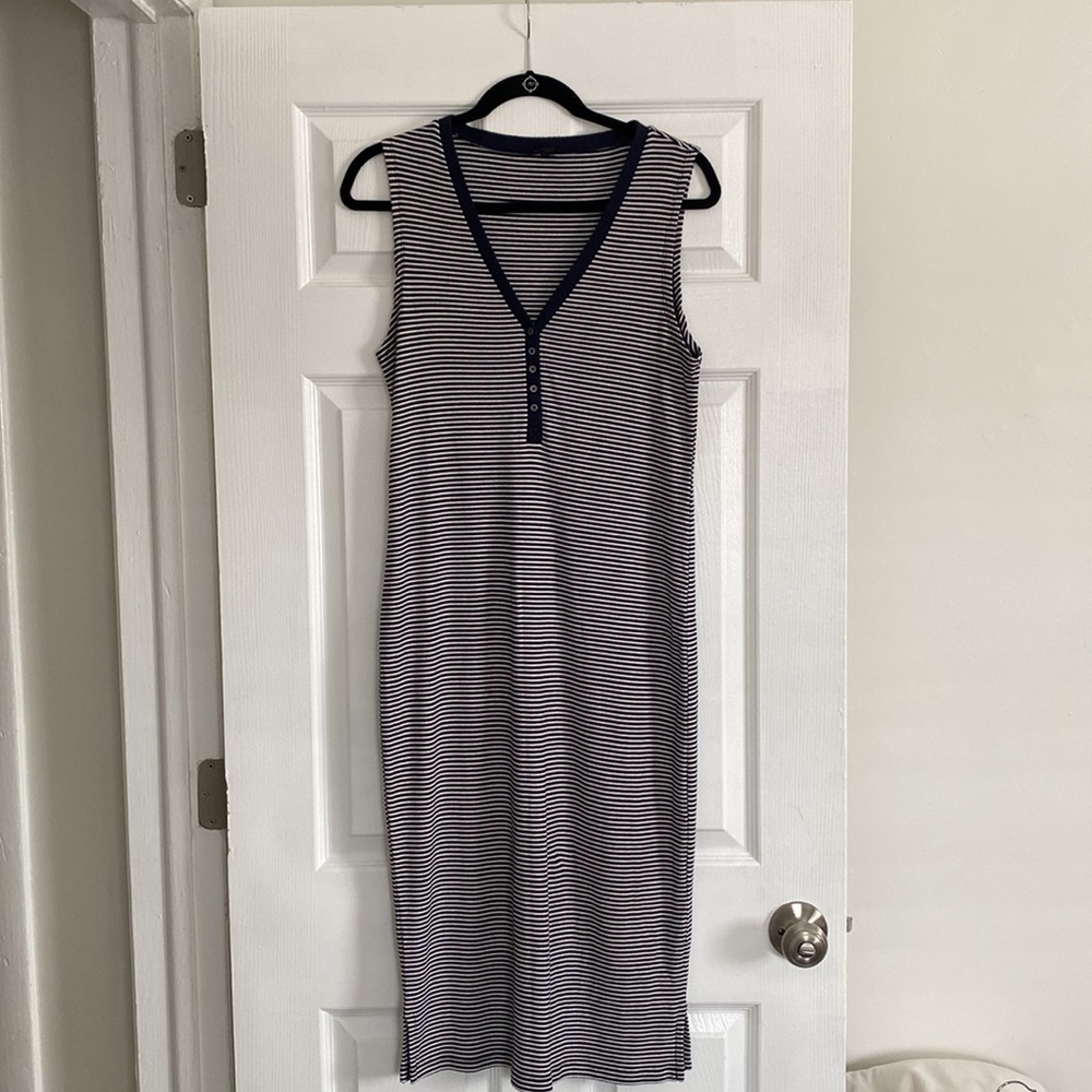 Jcrew blue & navy striped midi dress